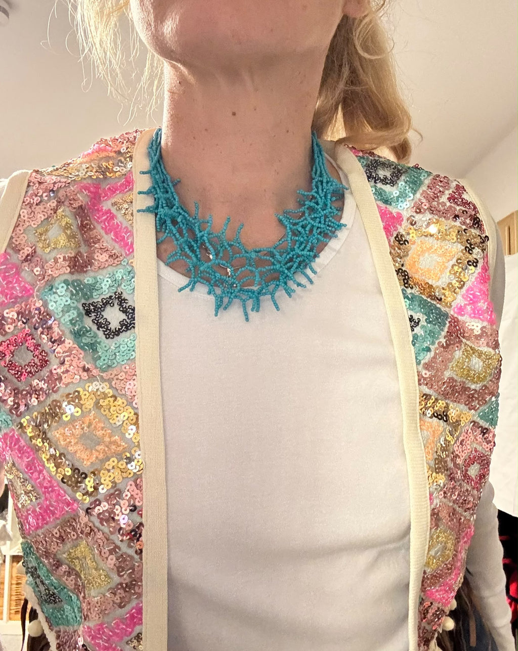 Boho-Weste „Gala“ – Pailletten & Fransen
