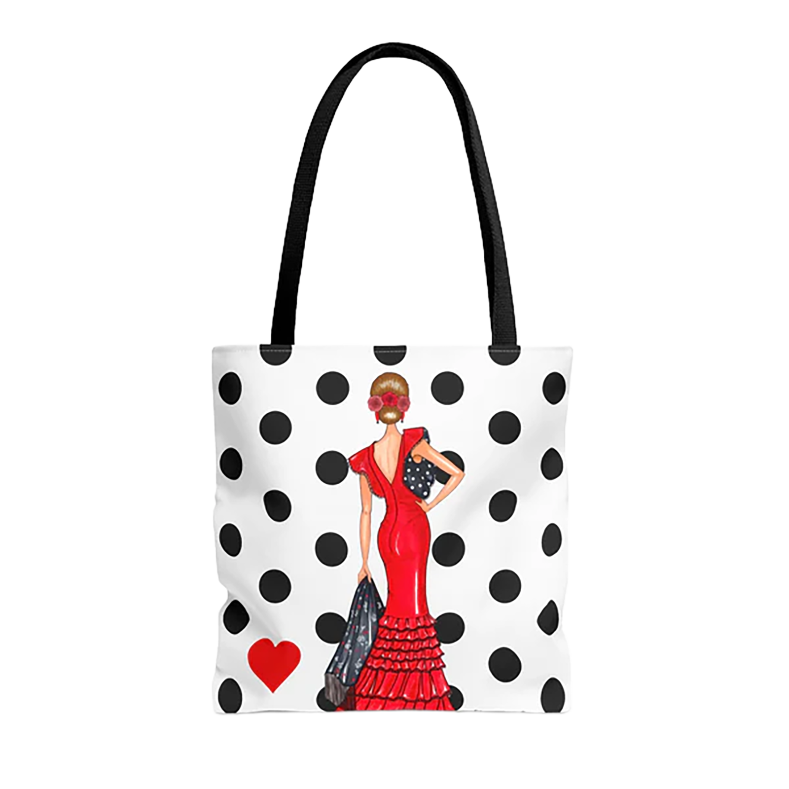 Bolsa Tote Málaga Diseño Flamenca Manuela Rojo con Lunares