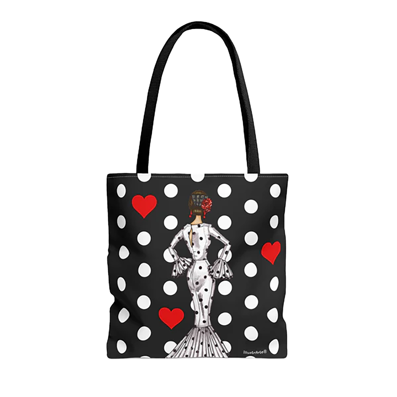Bolsa Tote Málaga Diseño Flamenca María Blanco con Lunares