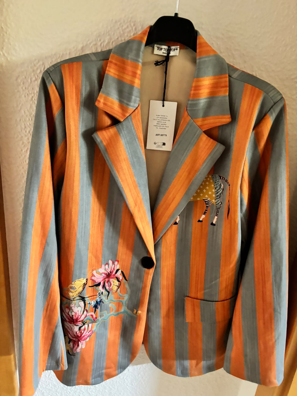 Blazer „Wild Garden“ – Orange & Grau gestreift