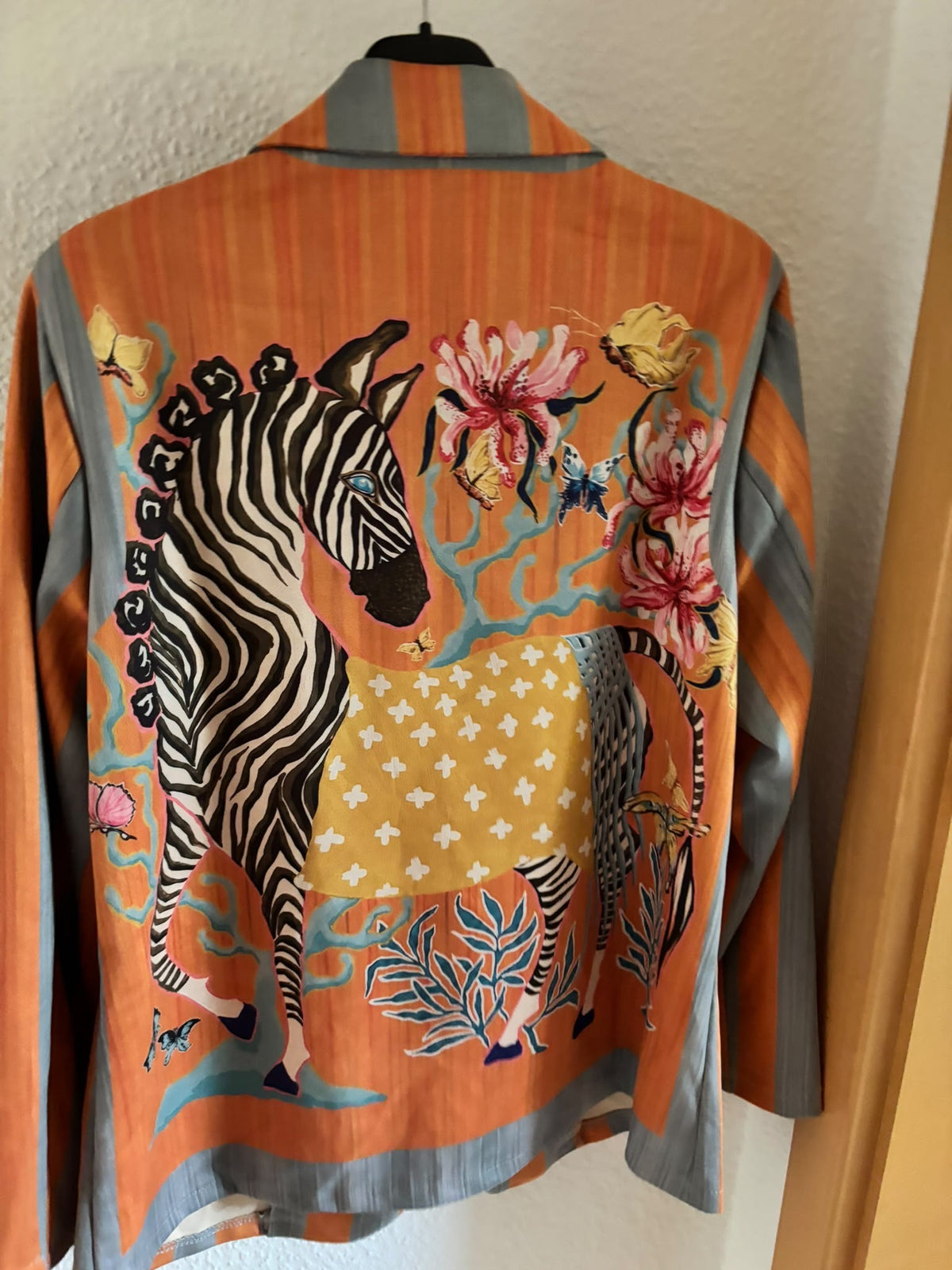 Blazer „Wild Garden“ – Orange & Grau gestreift