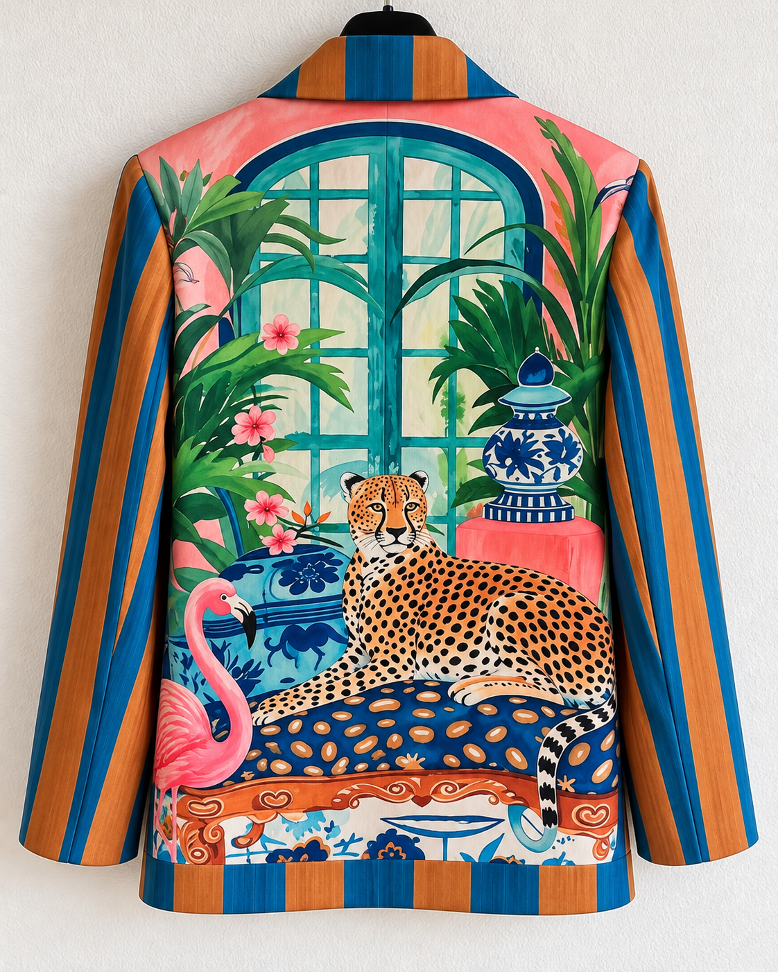 Blazer „Wild Flamingo“ – Blau & Cognac gestreift